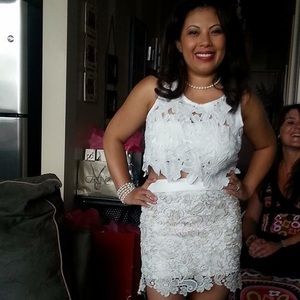 Lace white top and skirt set worn once